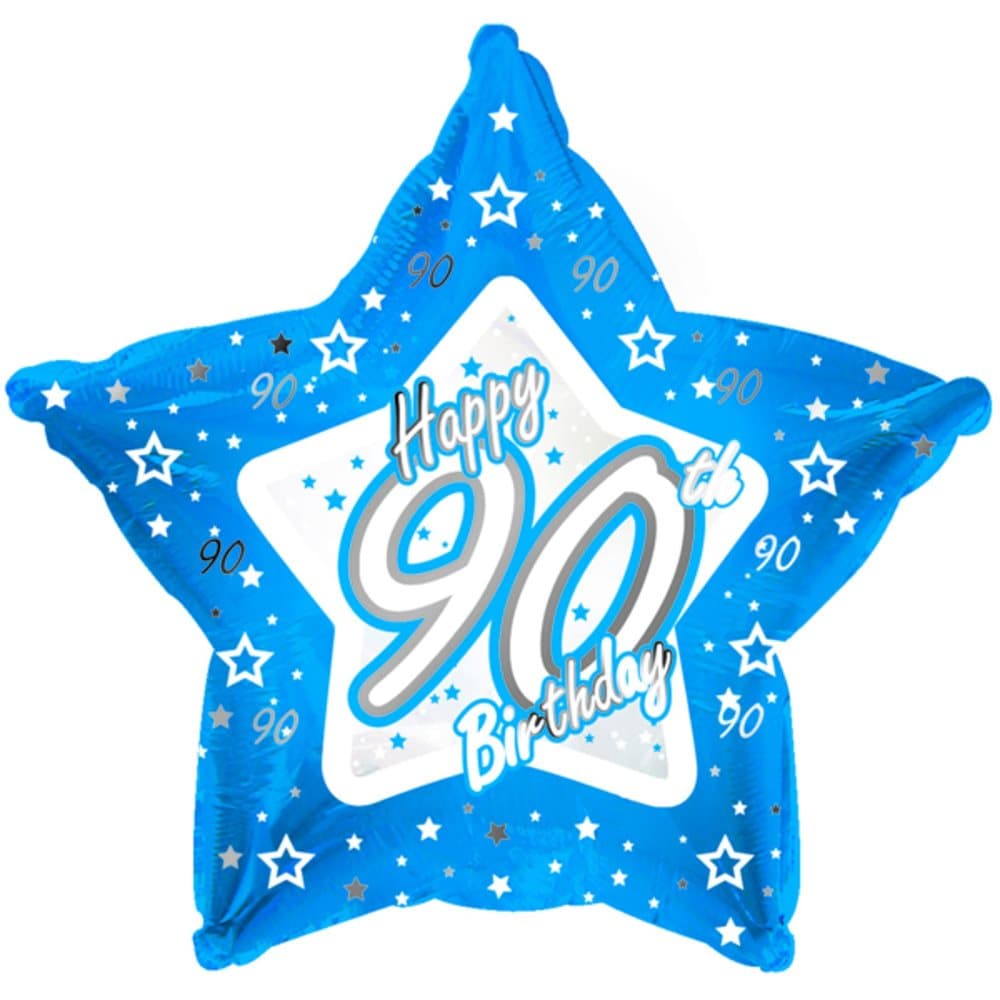 Creative Party Happy 90th Birthday Blue Star Balloon