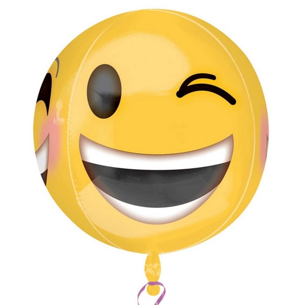 Anagram Winking Emoji Supershape Orbz Round Balloon