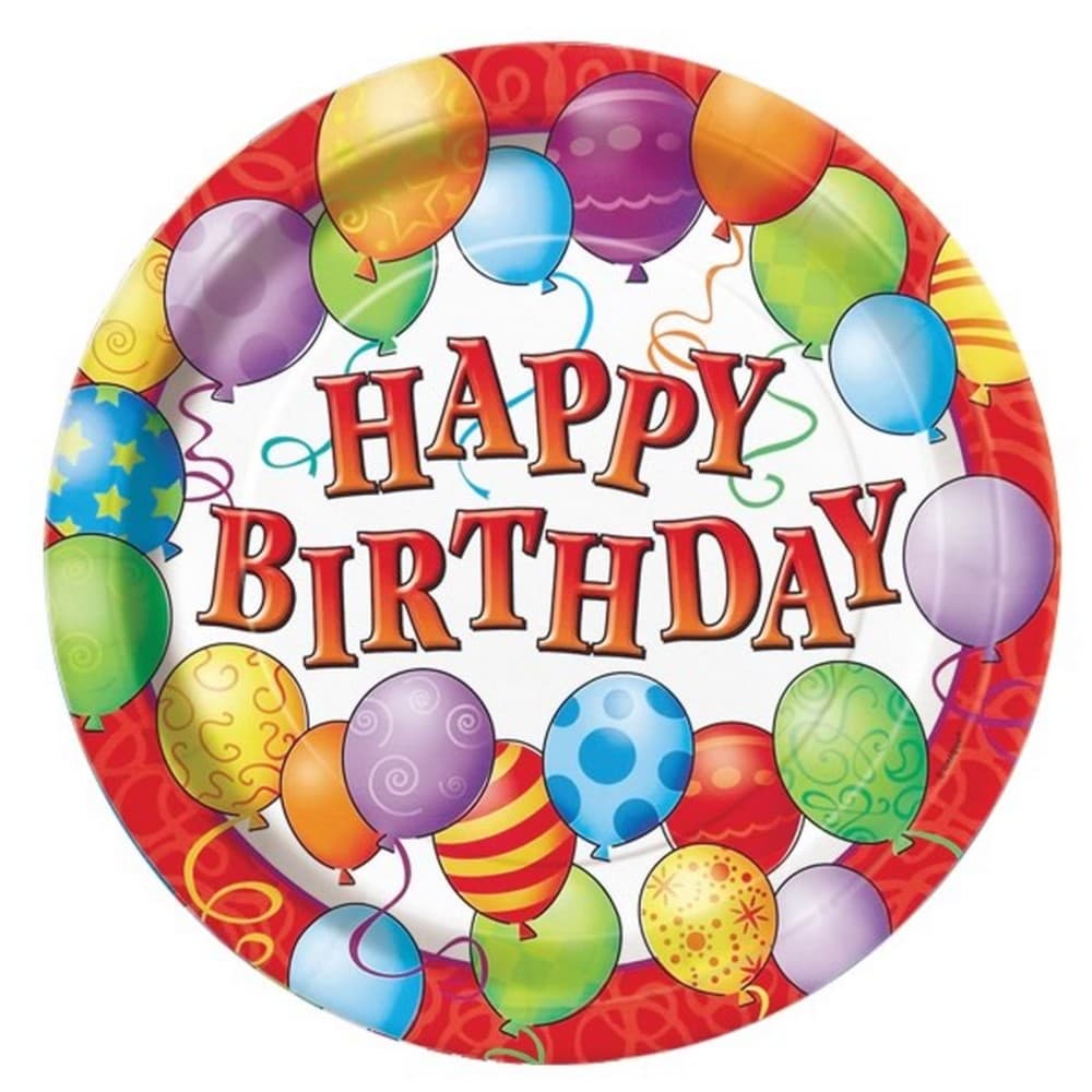 Unique Party 9 Inch Plates - Birthday Balloons