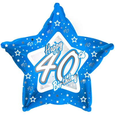 Creative Party Happy 40th Birthday Blue Star Balloon