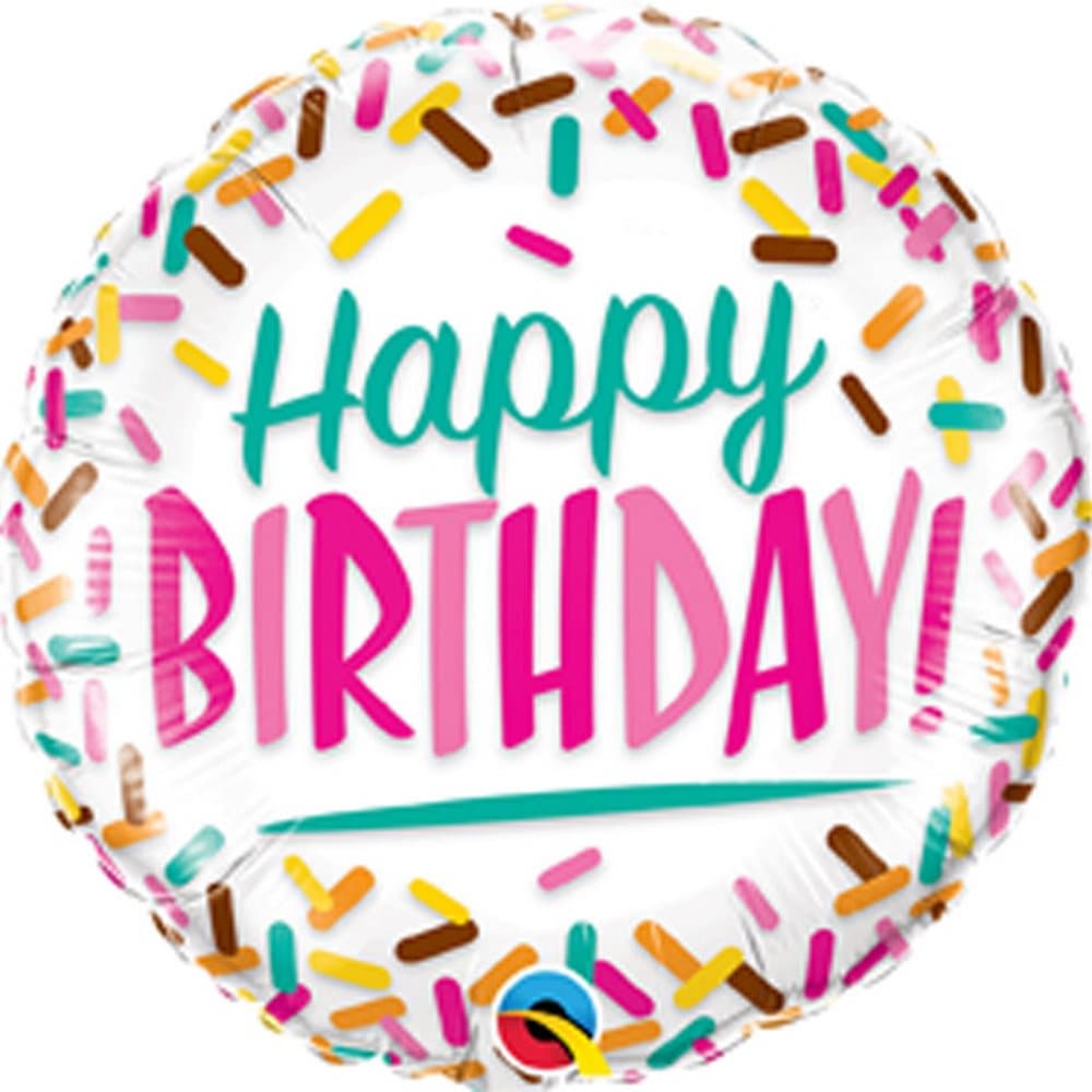 Qualatex 18 Inch Birthday Sprinkles Circle Foil Balloon
