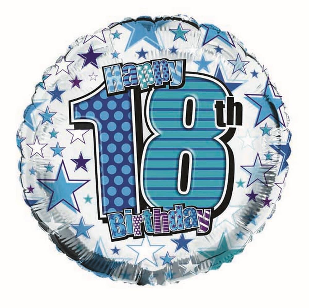 Simon Elvin Star Pattern Happy 18th Birthday Foil Balloon