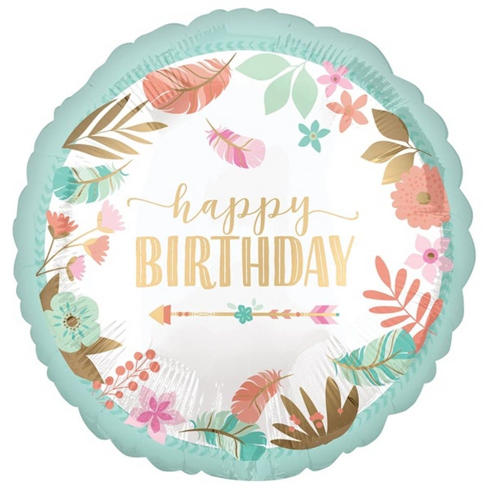 Anagram 18in Happy Birthday Floral Round Foil Balloon
