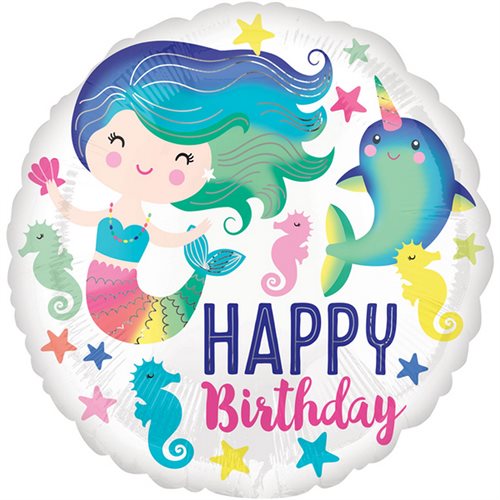 Bild av Anagram 18in Happy Birthday Sea Life Round Foil Balloon