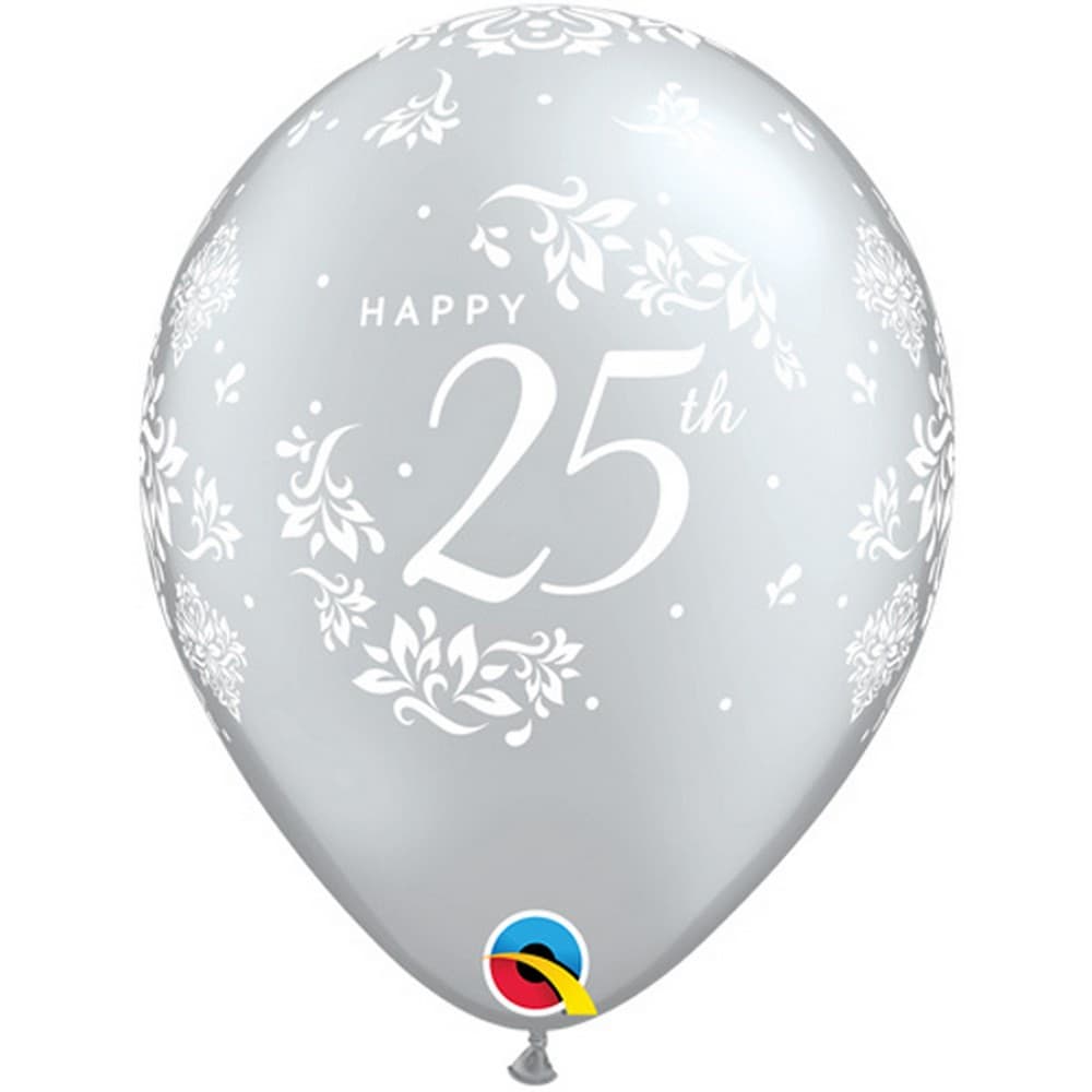 Qualatex 25th Anniversary Damask Latex Balloons (Pack of 6)