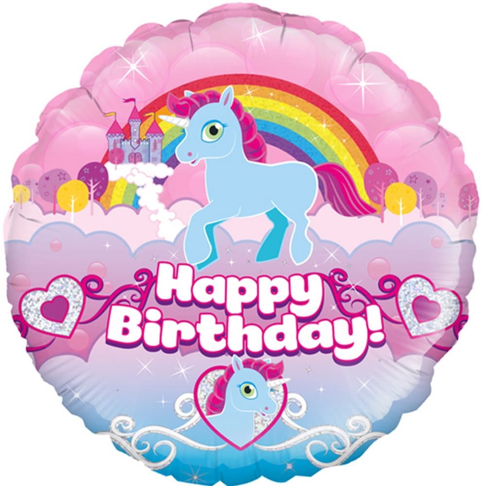 Oaktree 18in Holographic Unicorn Rainbow Birthday Foil Balloon