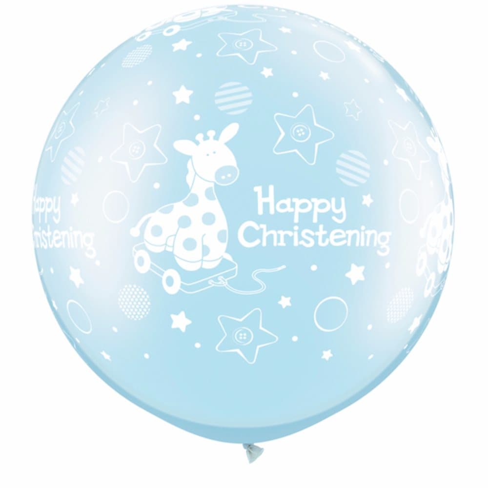 Qualatex Happy Christening Cute Giraffe Design Pearl Latex Balloons (Pack of 2)