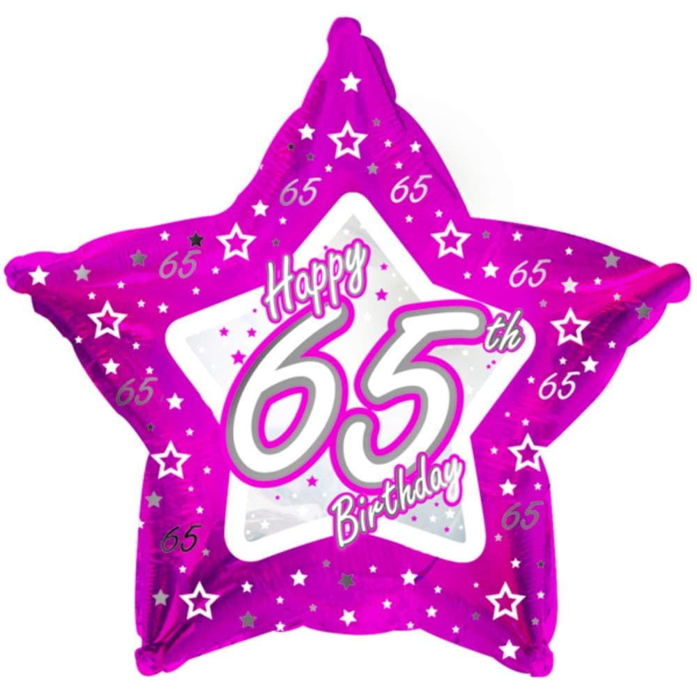 Creative Party Happy 65th Birthday Pink Star Balloon