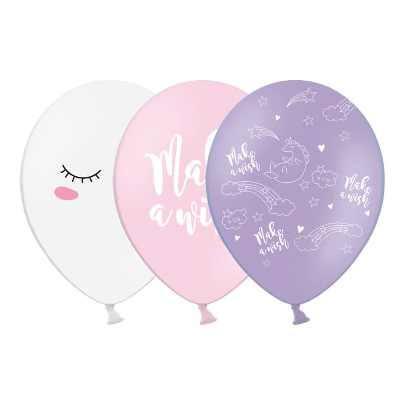 Balloner Unicorn Hvid/Lyserød/Lilla/Rosa/Lila