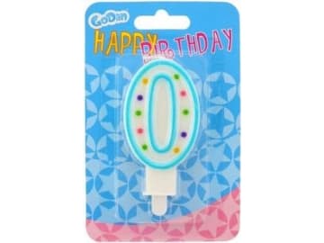 GoDan Number 0 birthday candle with dots