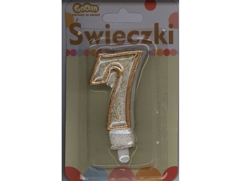 GoDan Number candle with a gold rim and glitter - 7 - 1 pc universal