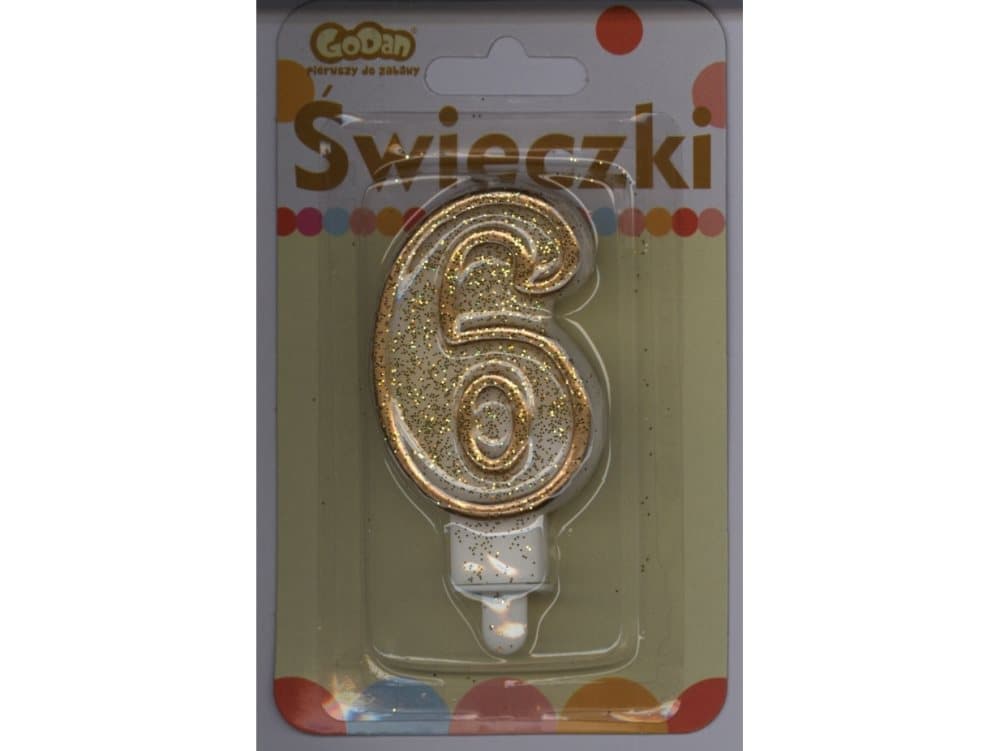 GoDan Candle, number, golden contour "6"