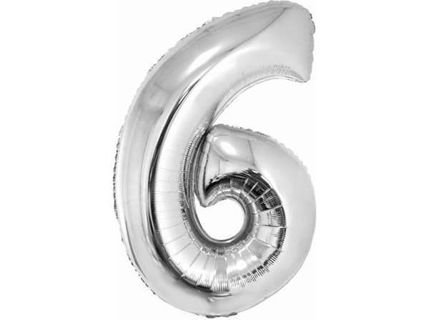 GoDan Foil balloon number "6" silver 85cm (FG-C85S6)