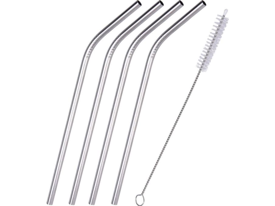 Excellent Housewares Straws tubes 4x steel metal reusable eco universal