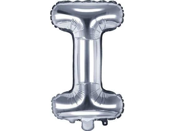 Party Deco Foil balloon. Letter "I", 35cm, universal silver