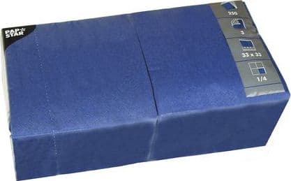 Staples Napkins papstar 3-ply, 1/4 fold 33x33cm, dark blue 250/p