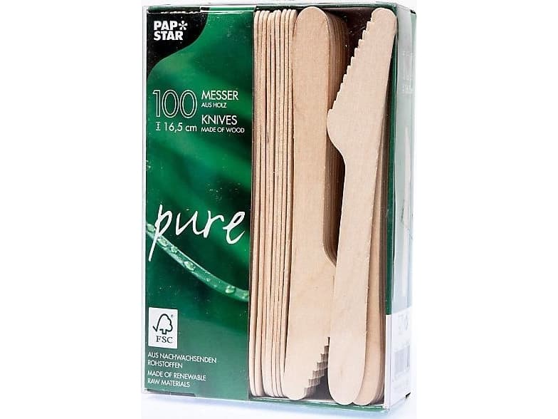 Staples wood knives Papstar Pure 16.5cm 100 pieces per package (PP0427)