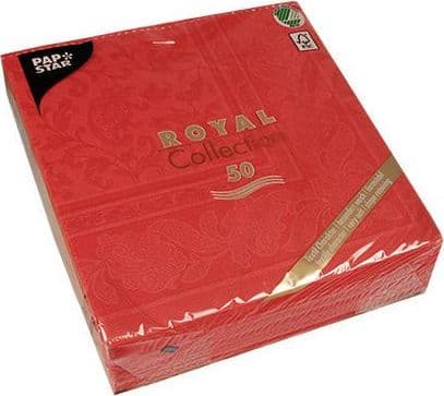 Staples Napkins papstar royal collection 1/4 fold 40x40cm ornament dark red 50/p
