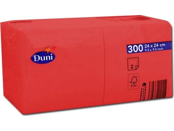 Staples Duni napkins 24x24cm 2 ply red 300/p