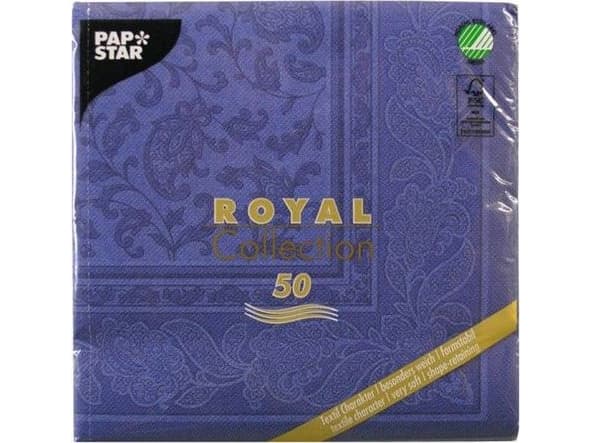 Staples Napkins papstar royal collection 1/4 fold 40x40cm, ornaments dark blue 50/p