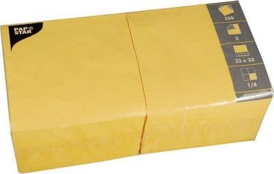 Staples Napkins papstar 3-ply, 1/4 fold 33x33cm, yellow 250/p