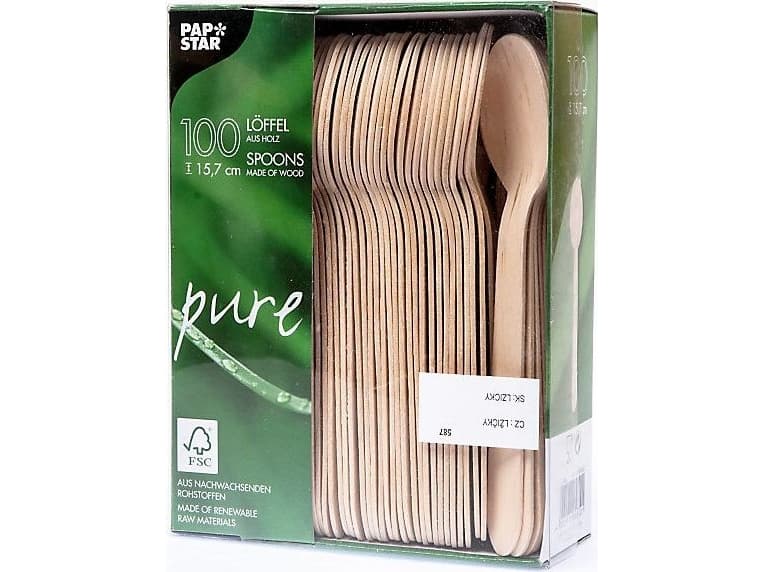 Staples Papstar Wood Spoons Pure 15.7cm 100 pieces per package (PP0428)
