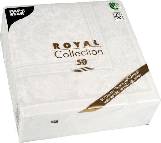 Staples Napkins papstar royal collection 1/4 fold 40x40 cm, ornaments white 50/p