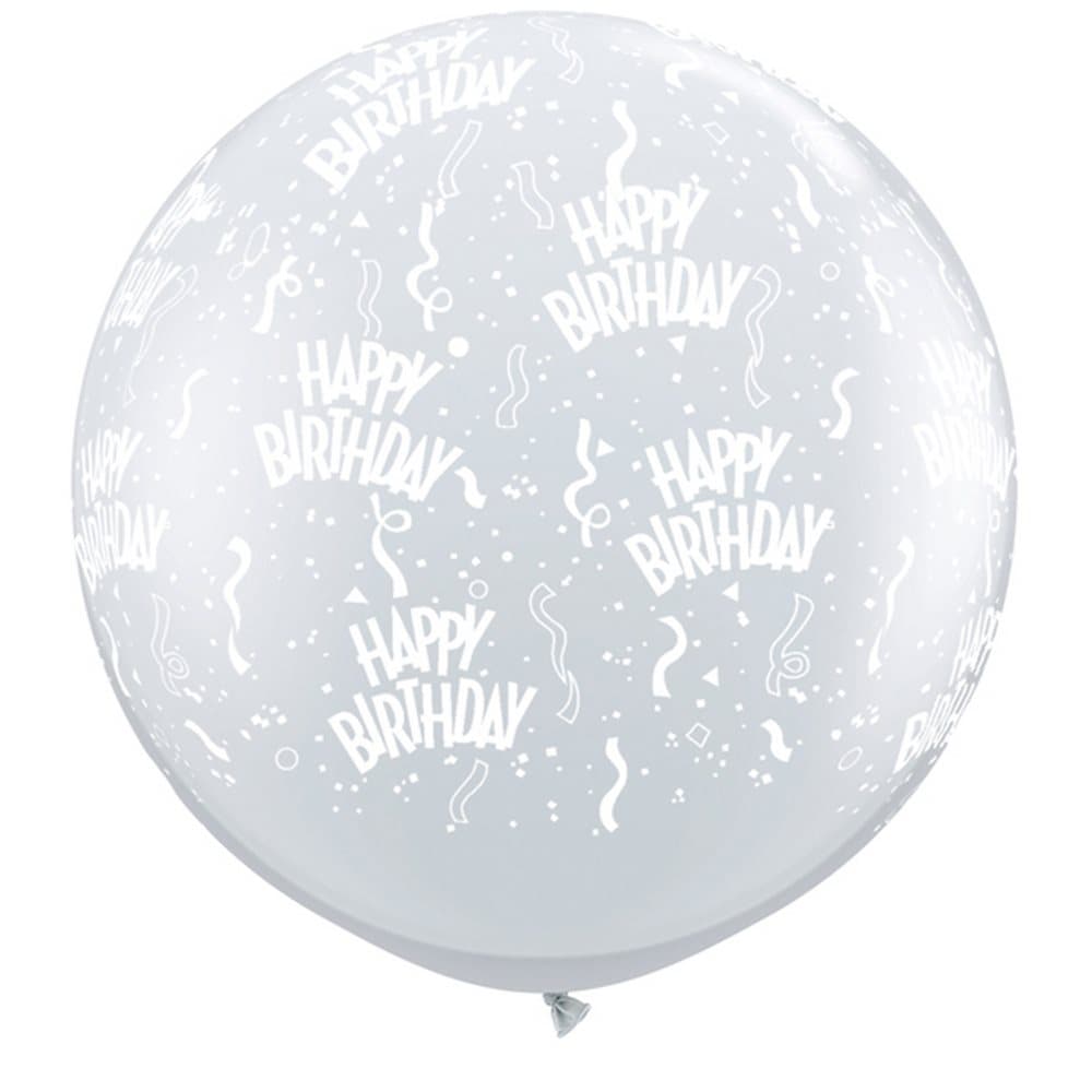 Qualatex 3 Foot Clear Latex Happy Birthday Balloons (Pack Of 2)