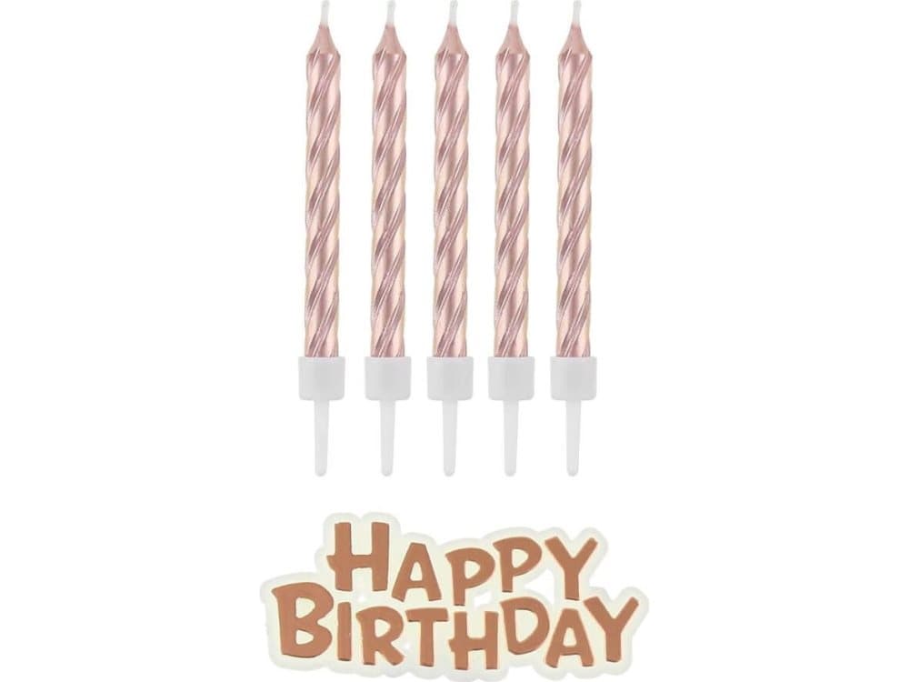 Godan Set of candles Happy Birthday rose gold - 16 pcs, universal
