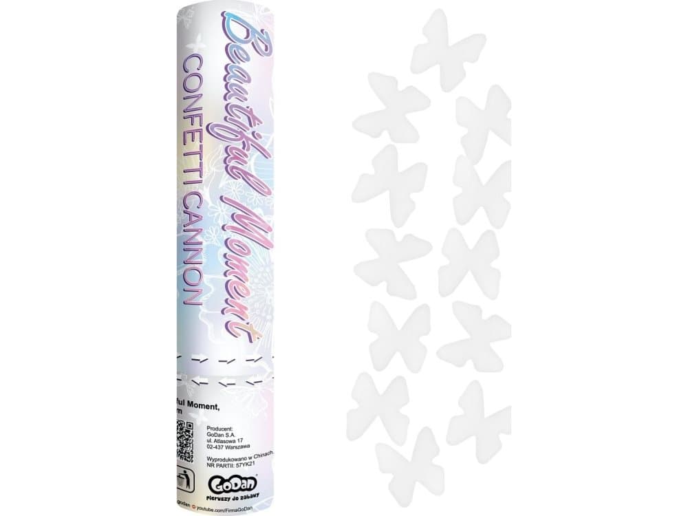GoDan Confetti - tube shooting white butterflies - 20cm
