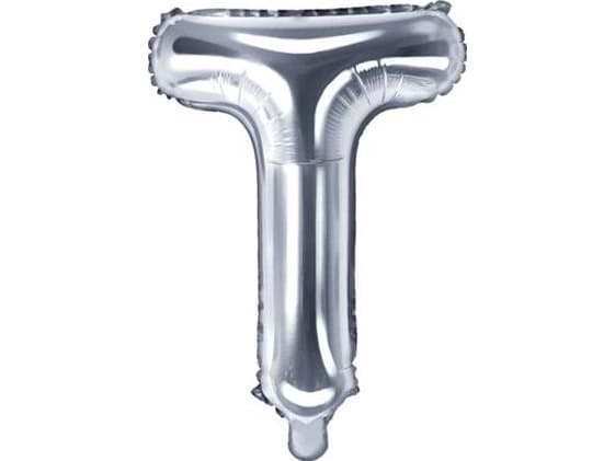 Party Deco Folieballong Bokstaven "T", 35cm, silver universal