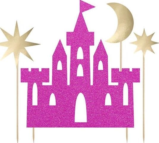Party Deco Cake topper Princess - Castle, pink, 17-21.5 cm, 4 pcs. Universal