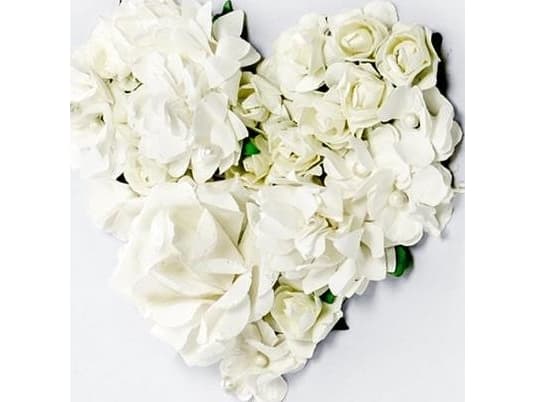 Party Deco Guest Book, pearl with a heart made of flowers and linen string, 20.5 x 20.5 cm, 60 sheets universal