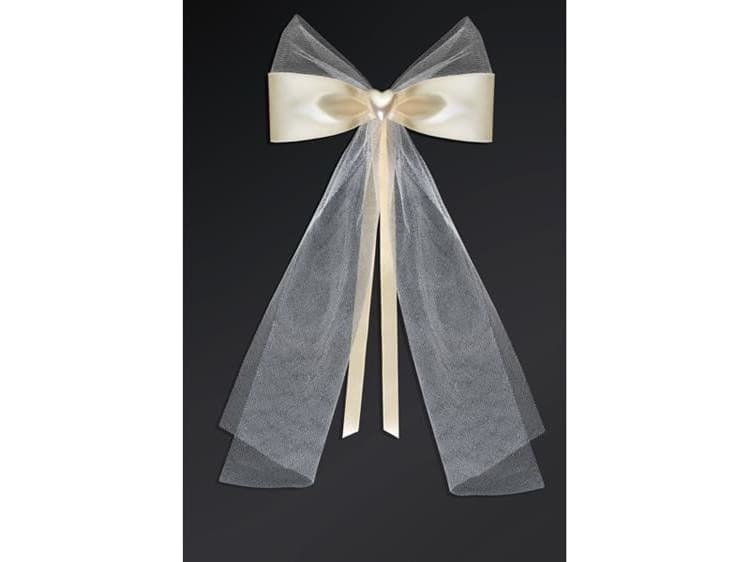 Party Deco Tulle bows with a heart, cream, 2 pcs. Universal