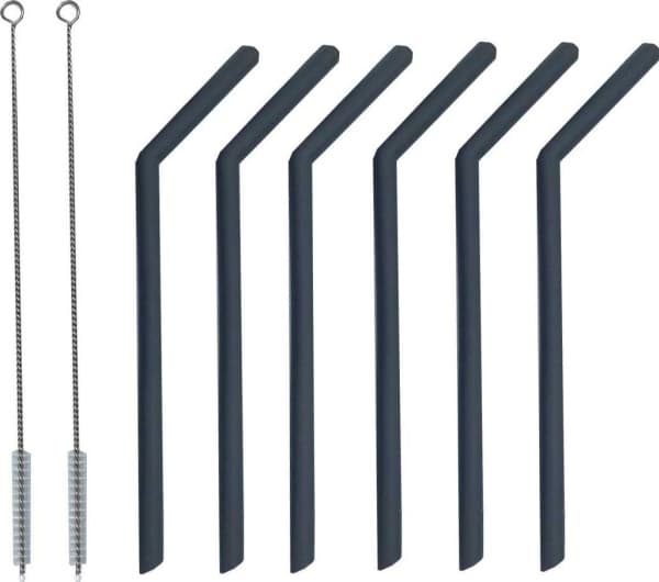Brunbeste SILICONE STRAWS FOR REUSABLE BEVERAGES 6 pcs + CLEANERS 1097