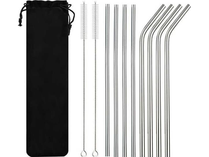 Iso Trade METAL STRAWS FOR BEVERAGES 8 pcs. + CASE