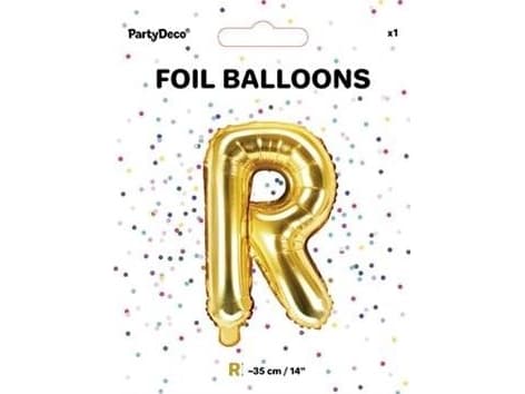 Party Deco Foil balloon Letter "R", 35 cm, universal gold
