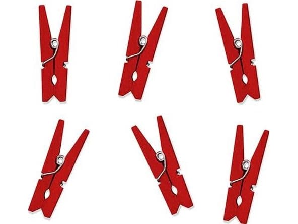 Party Deco Wooden mini clips, red, 3 cm, 20 pcs. Universal