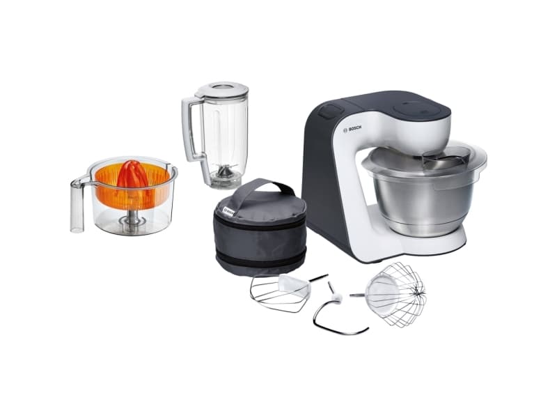 Bosch MUM5 Start Line universal, 3,9 L, Oranssi, Hopea, Läpinäkyvä, Valkoinen, Painikkeet, 1,25 L, 1,5 L, Ruostumaton teräs