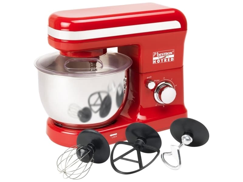 Bestron AKM500HR, Stativmixer, Röd, Vispning, Knådning, Mixning, 2,5 l, Rostfritt stål, 450 W