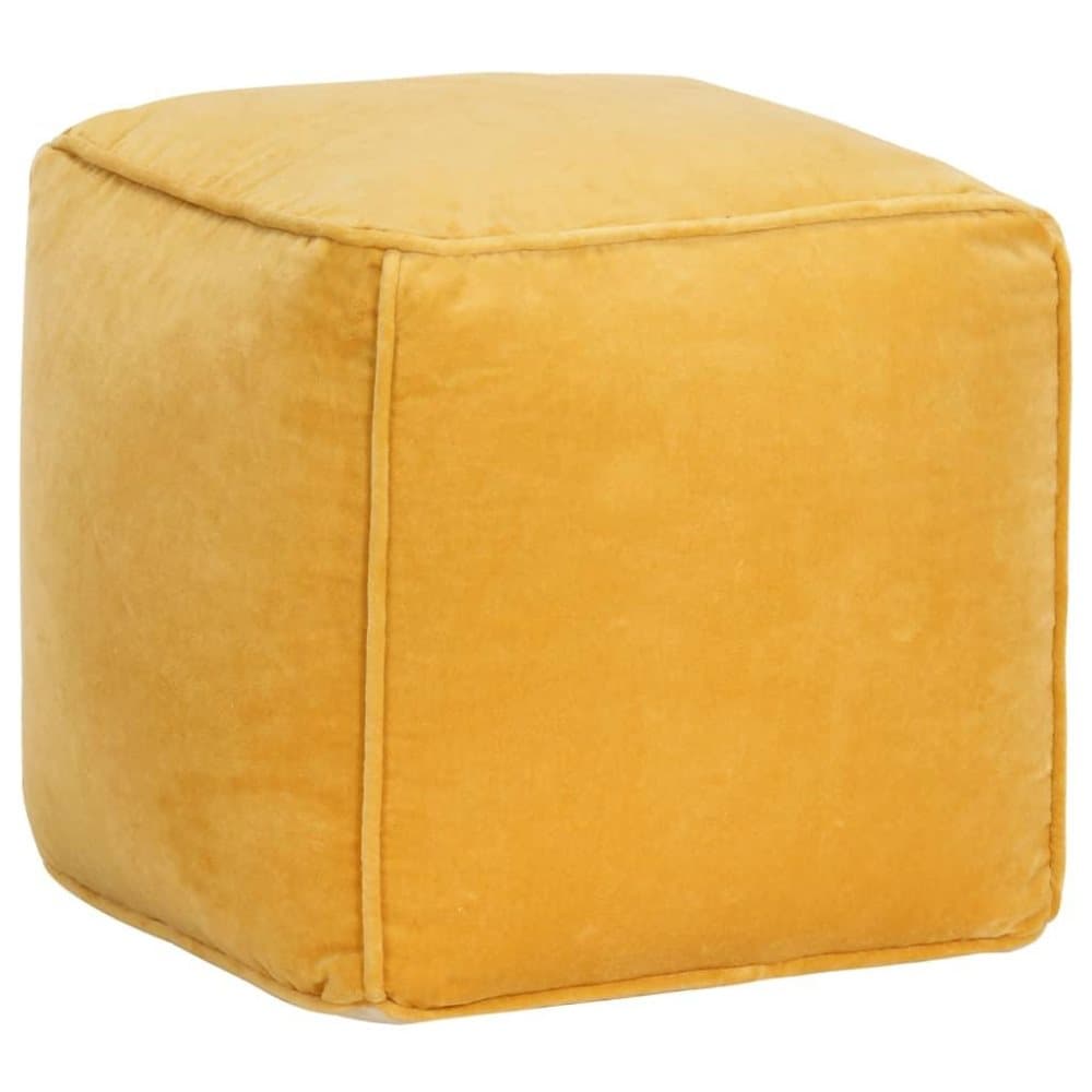 vidaXL puf bomuldsfløjl 40 x 40 x 40 cm gul