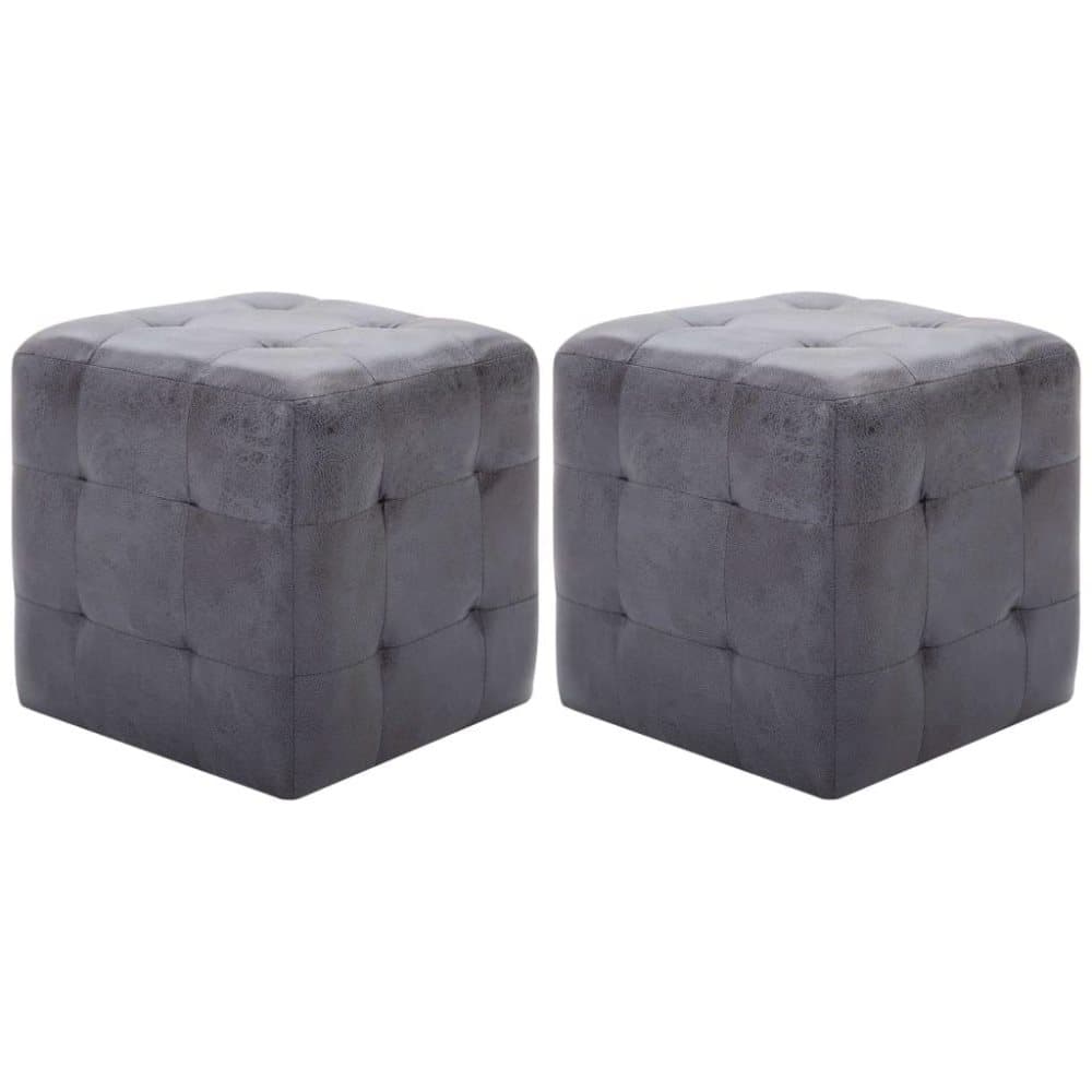 vidaXL puf 2 stk 30 x 30 x 30 cm imiteret ruskind
