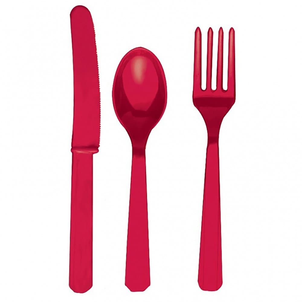 Amscan Plastic Party Cutlery Set (Knives, Forks & Spoons) (Set Of 24)