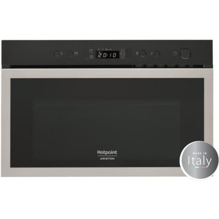HOTPOINT MH 600 IX Yhdistetty sisäänrakennettu ruostumattomasta teräksestä valmistettu mikroaaltouuni - 22L - 750 W - grilli 700 W
