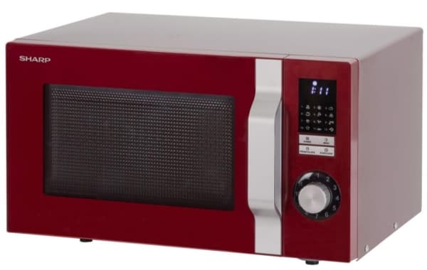 Sharp Home Appliances R-344RD Mikrowelle / 900 W / 25 L / LED-Display / Zeitschaltuhr / 12 Automatikprogramme / Rot, Bänkdiskmaskin, Enbart mikrovågs