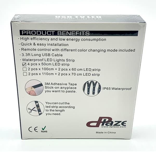 dPlaze DeLuxa LED kit för TV - 4x50cm LED strip USB DPLEDTV50