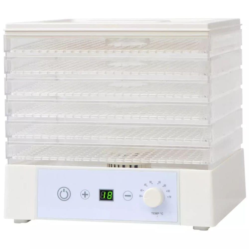 vidaXL fødevaredehydrator med 6 bakker 250 W hvid