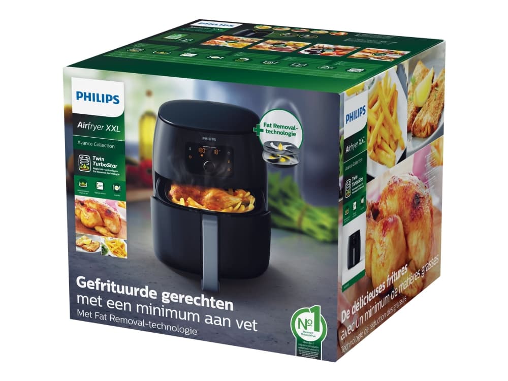 Philips Avance Collection Fettborttagningsteknik, Airfryer XXL, Varmluftsfritös, 1,4 kg, Fat Removal, Single, Svart, Rotations-, Röra