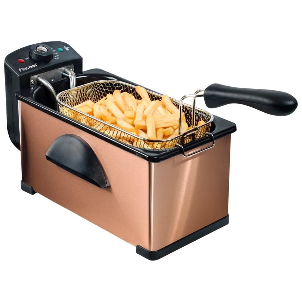Bestron AF370CO, Fritös, 3,5 l, 1 kg, 190 ° C, Single, Svart, Koppar