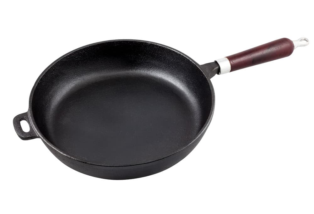 Valurauta paistinpannu 28 cm, puukahvalla.